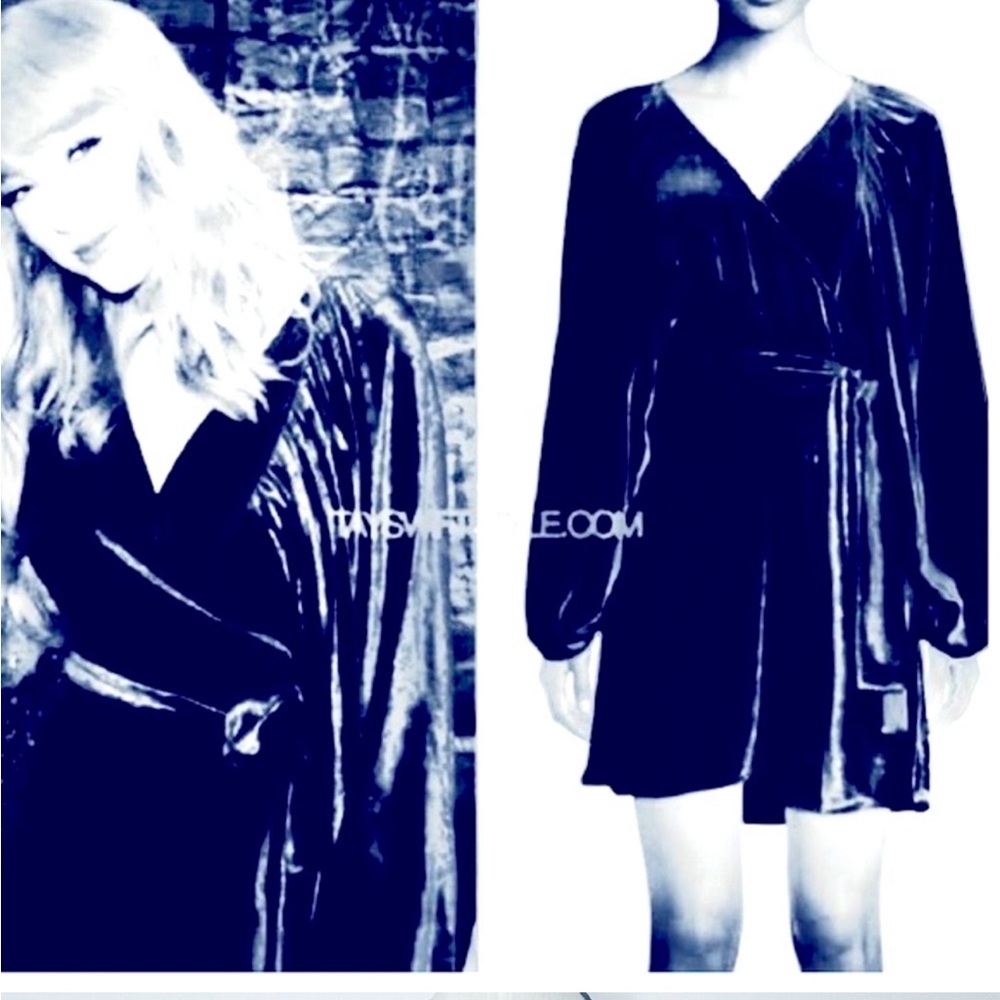 A.L.C. Barneys New York Navy Blue Velvet Wrap Dress Size 8 NWT Taylor Swift